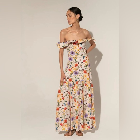 Borgo De Nor Dresses & Skirts - Borgo de Nor Farrah Off the Shoulder Maxi Dress in Ravello Pink